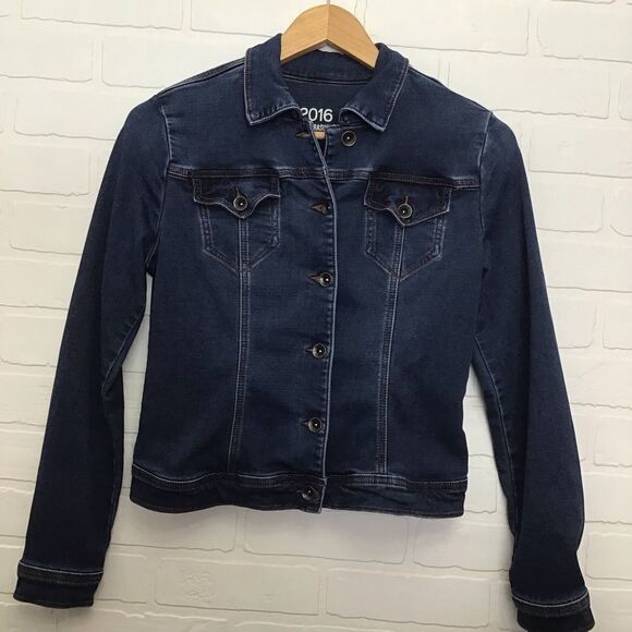 𝅺parasuco 2016 stretchy jeans denim jacket blue casual Streetwear coat small - Picture 9 of 9